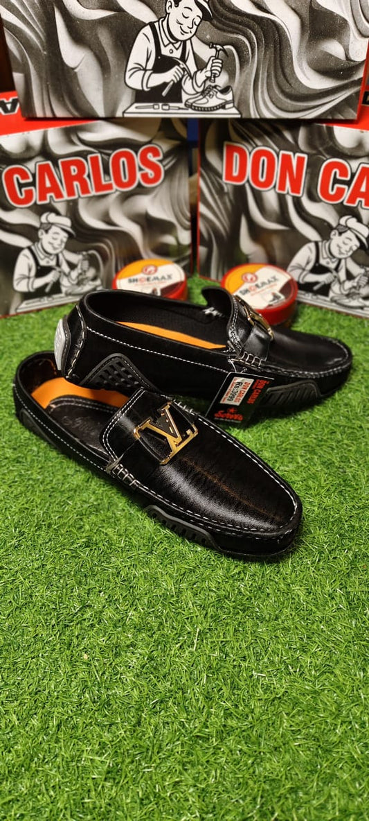 Luxury Premium Black color Painted Leather Loafers with Medicated Sole – Soft, Comfortable & Stylish
