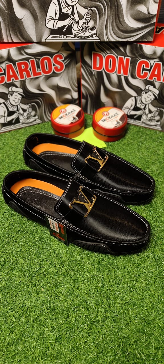 Luxury Premium Black color Painted Leather Loafers with Medicated Sole – Soft, Comfortable & Stylish