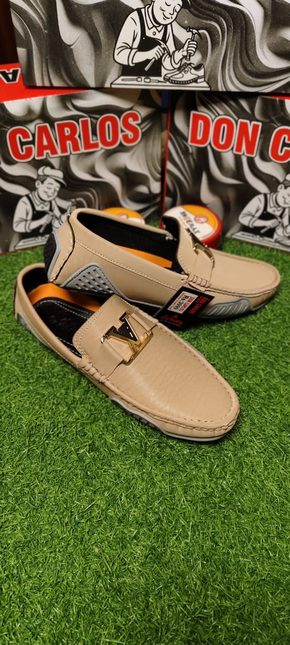 Luxury Premium Beige color Painted Leather Loafers with Medicated Sole – Soft, Comfortable & Stylish